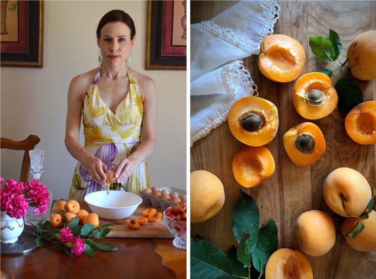 Making Clafoutis with apricots
