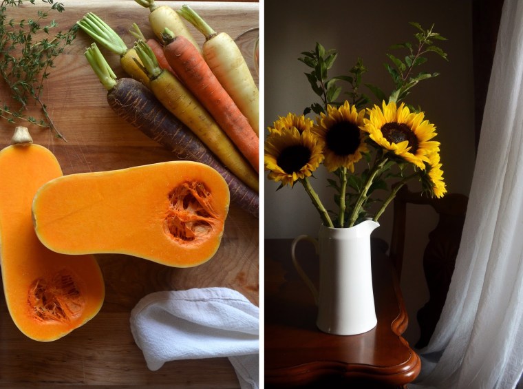 Butternut squash and sunflowers