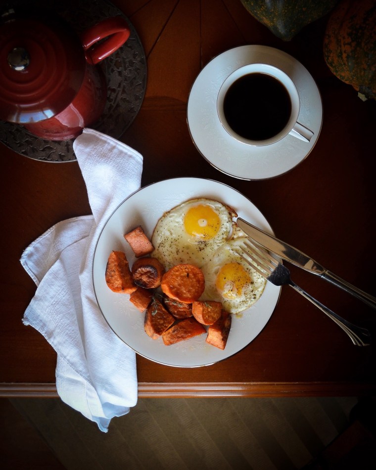 Sweet potatoes and eggs