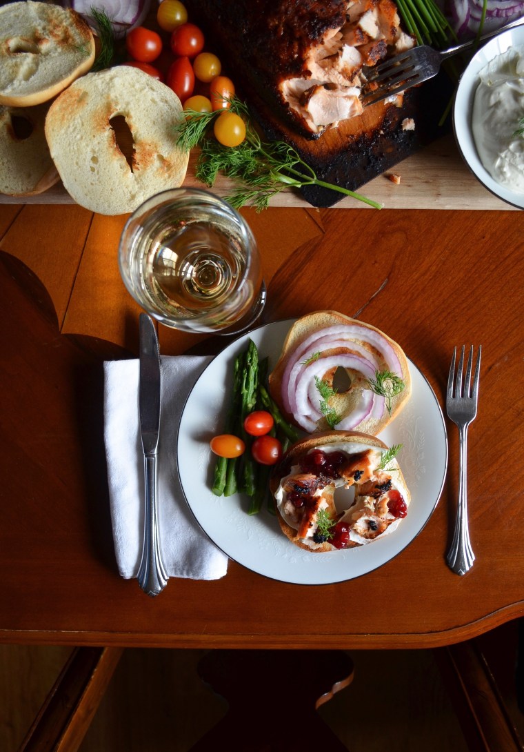 Cedar plank salmon breakfast