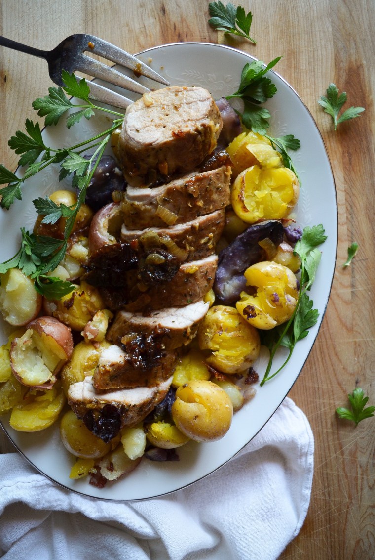 Pork tenderloin with plums