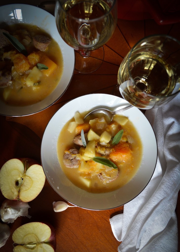 Sausage, butternut and apple stew recipe