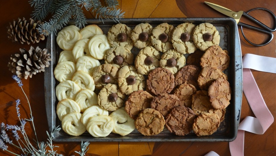 Holiday cookie assortment on a tray